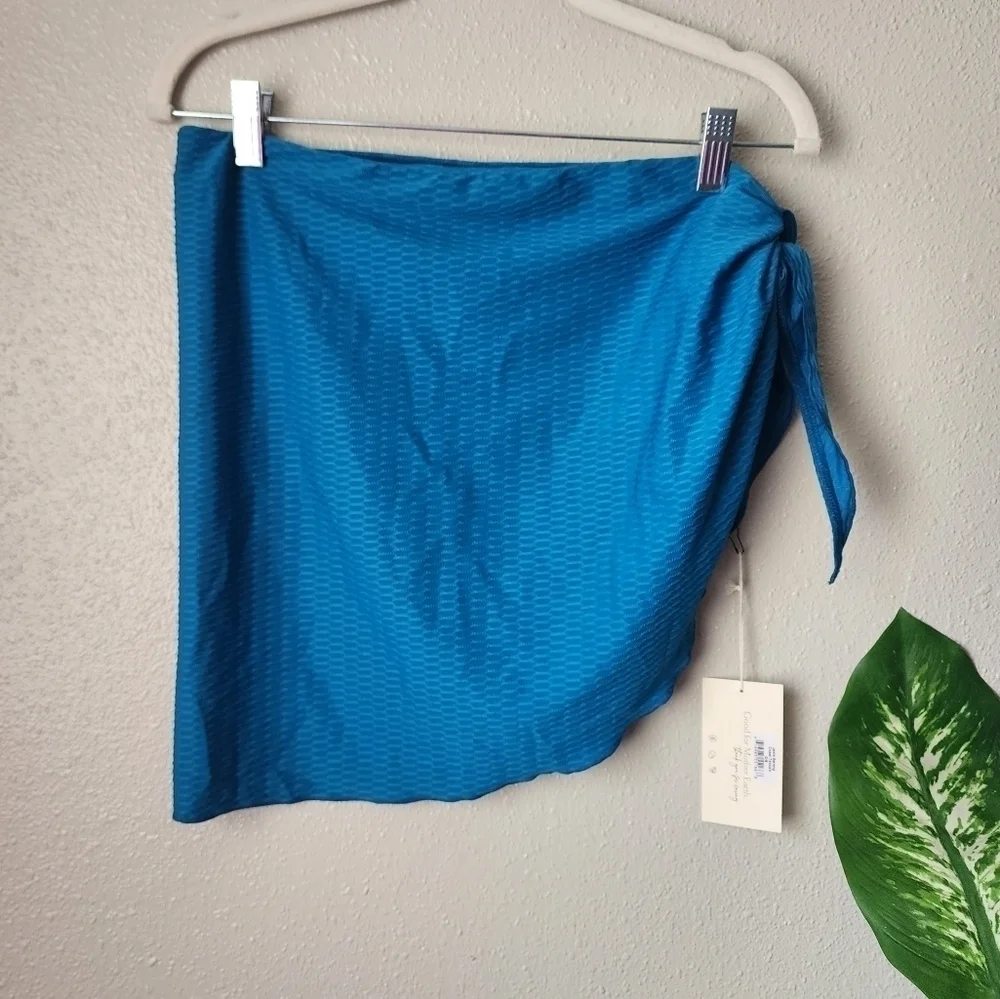 ARO Swim Revolve Jaxie Sarong Blue Tie Swim Coverup Beach Vacation O/S NWT